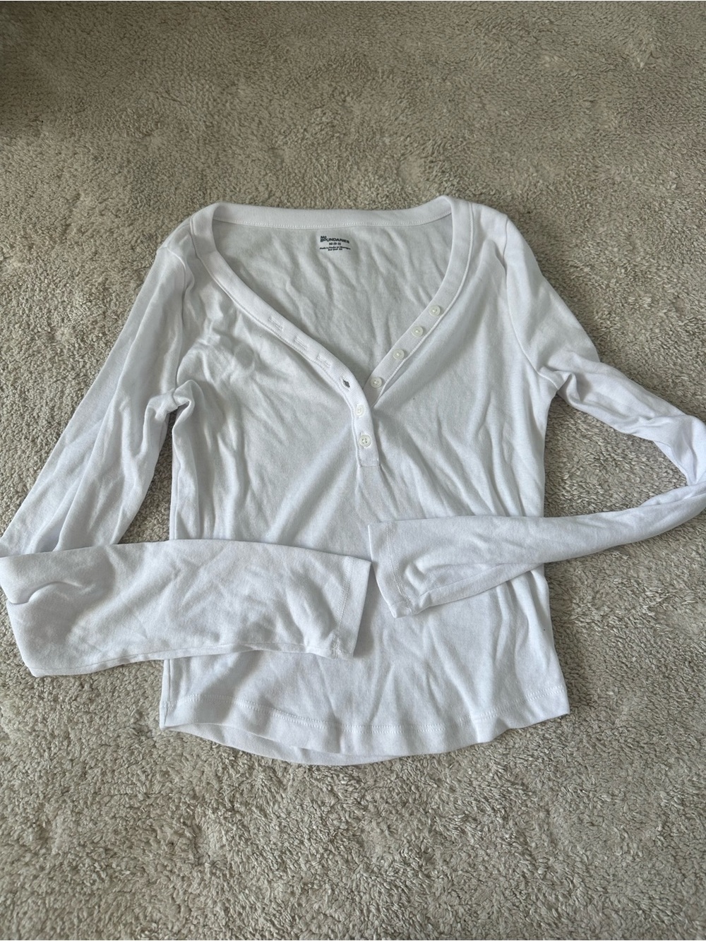 No Boundaries White Long-Sleeve Henley Top